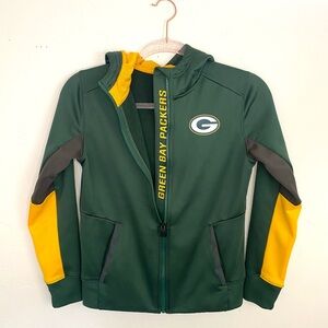 Youth M Green Bay Packers NFL Team Apparel Green Yellow Football Zip-up Hoodie